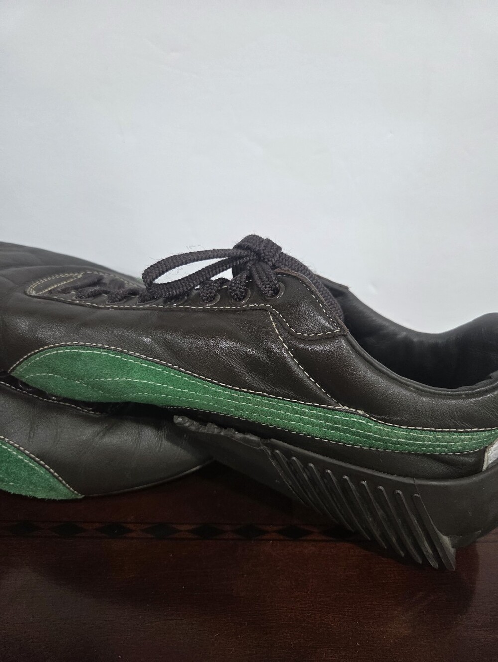 Puma Mihara Yasuhiro Men’s Black Leather  Sneakers with Green Side Stripe Sz.12 - Picture 7 of 9